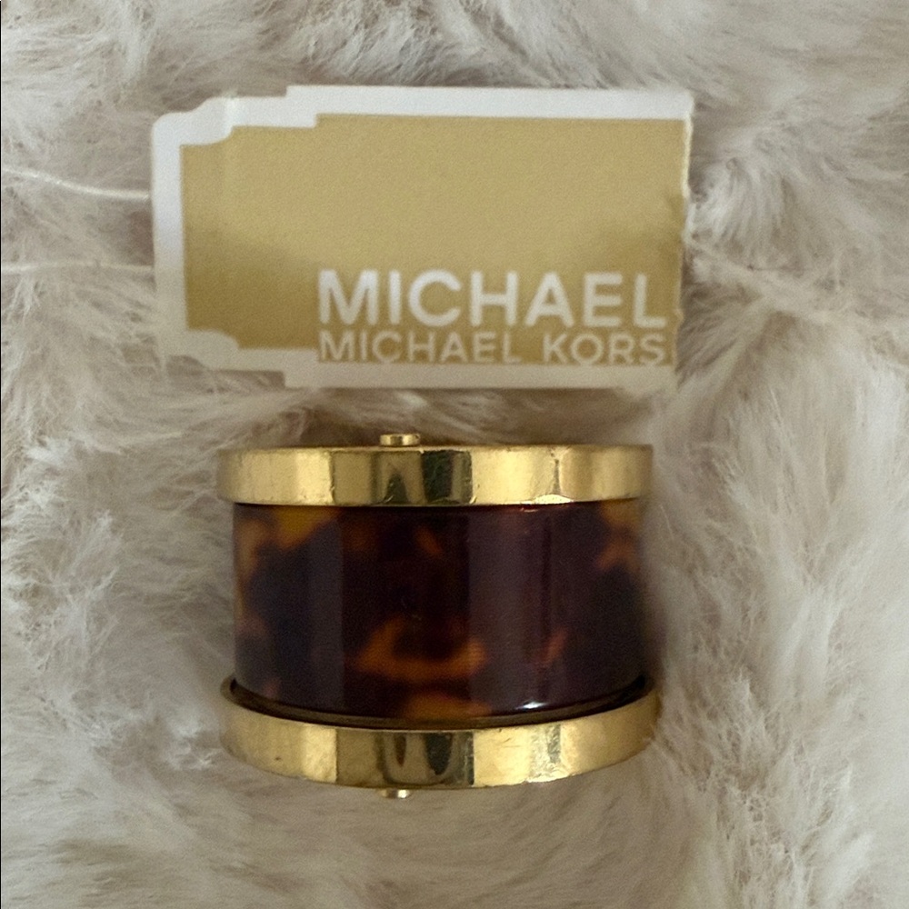MICHAEL Michael Kors Gold and Brown Tortoise Shell Ring SZ 6